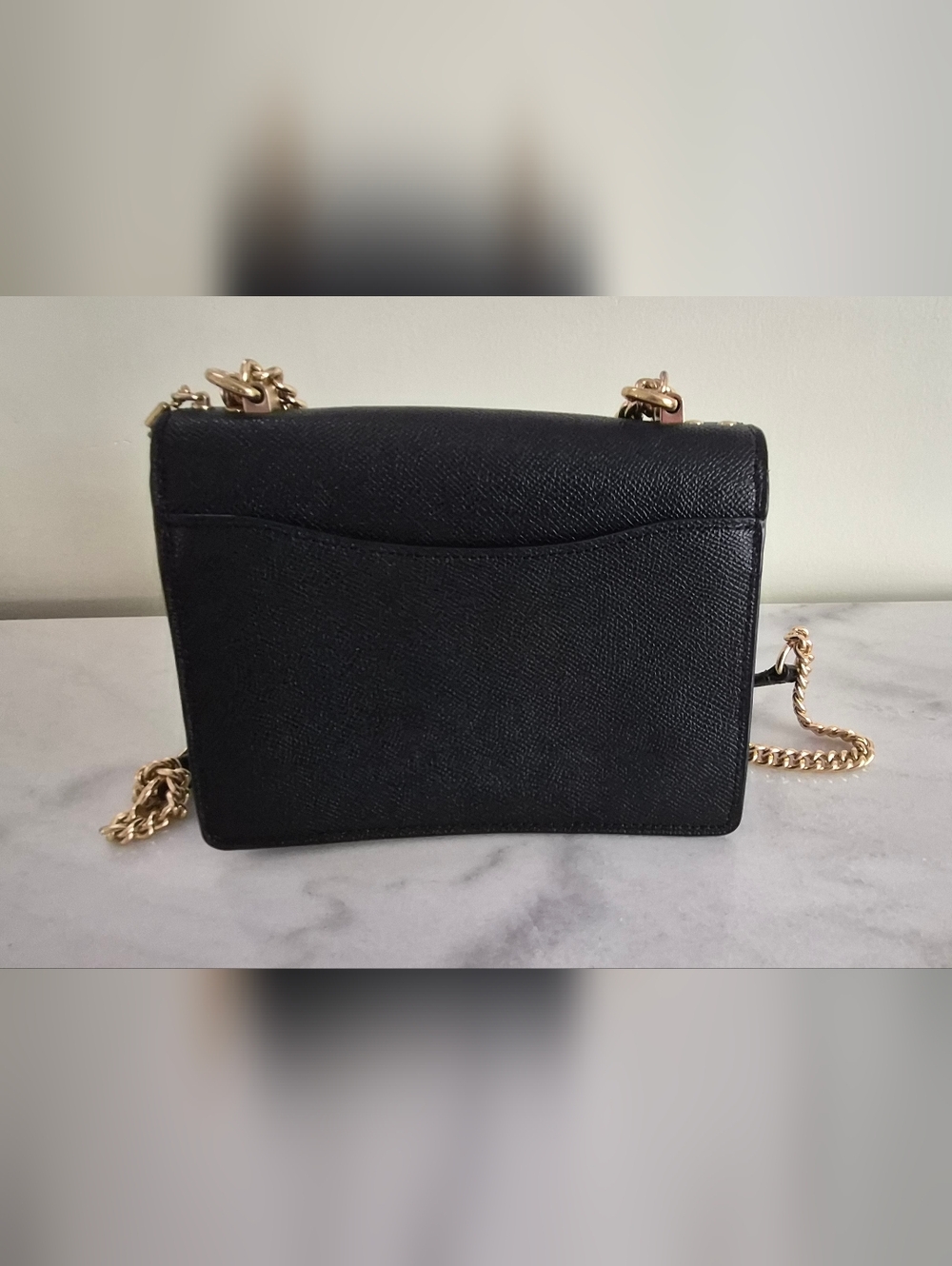 Coach Black Leather Chain Shoulder Bag with Gold Hardware - Picture 3 of 6